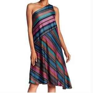Maggie London One Shoulder Stripe Dress Size 14